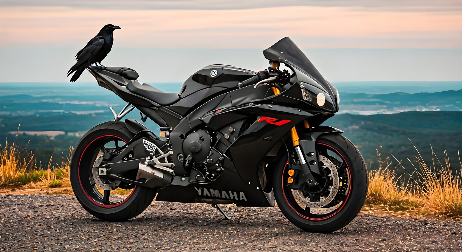 Yamaha R1 Black Raven Edition on Mountain