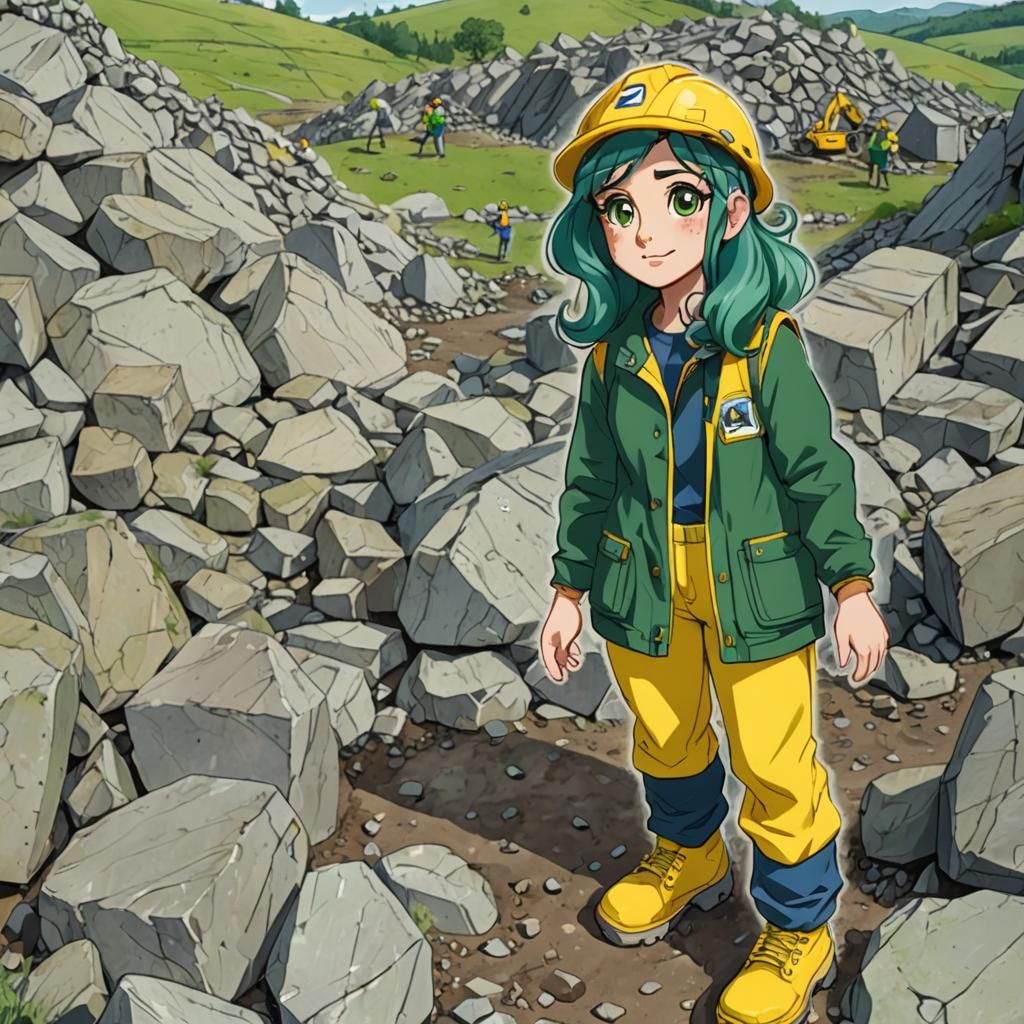 Human Marble Pie Working at Stone Quarry