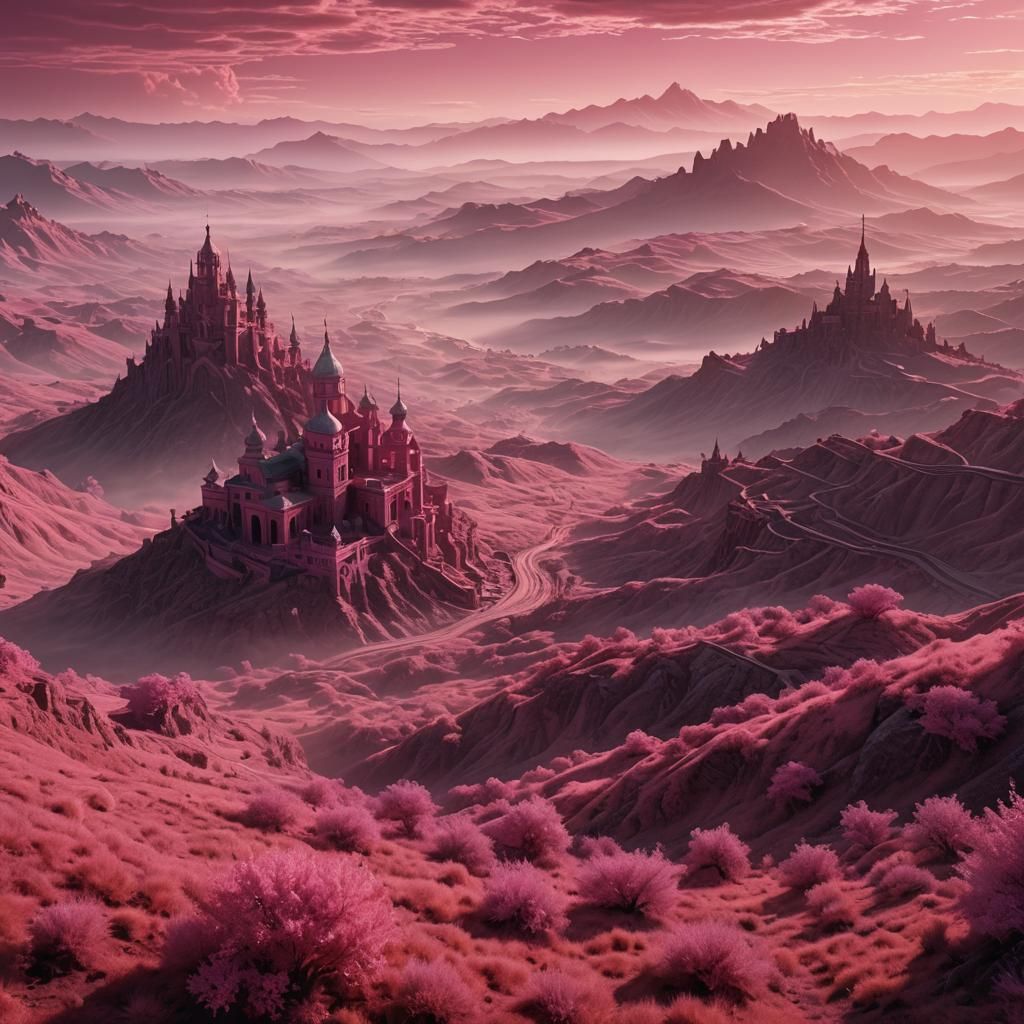 Vibrant Pink World in Hyper-Realistic Digital Art