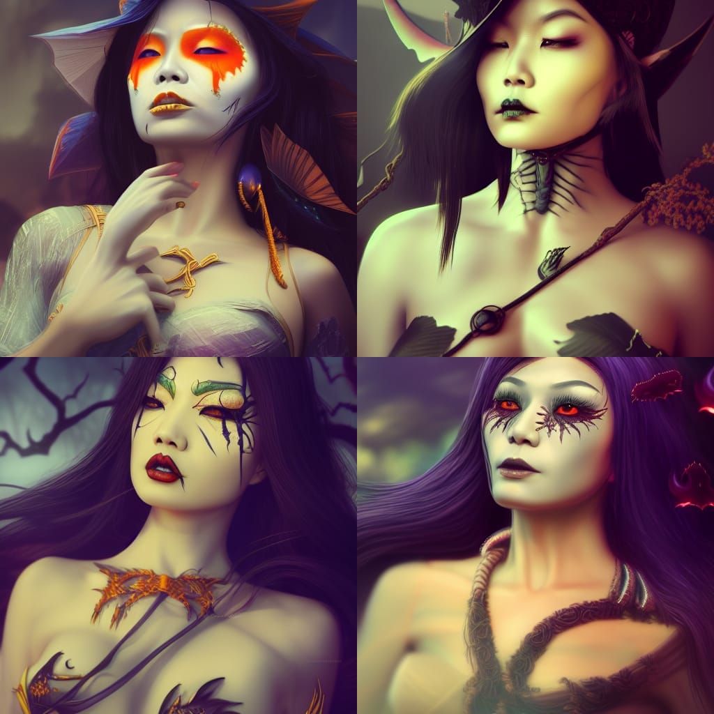 Asian Witch Halloween Fantasy Concept Art