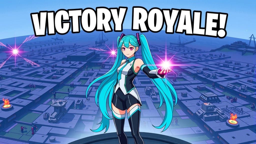 Hatsune Miku Celebrates Victory Royale in Epic Fortnite Scen...