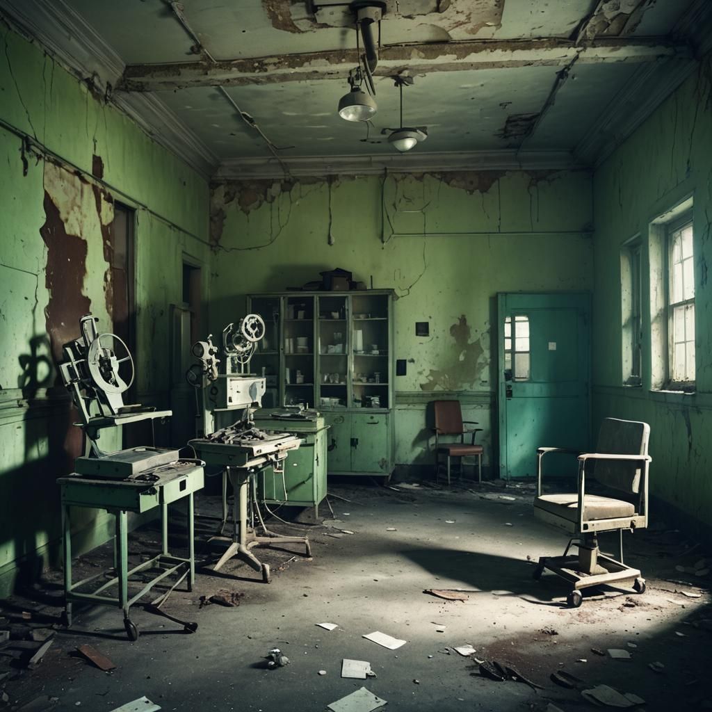 Eerie Abandoned Asylum in Cinematic Style