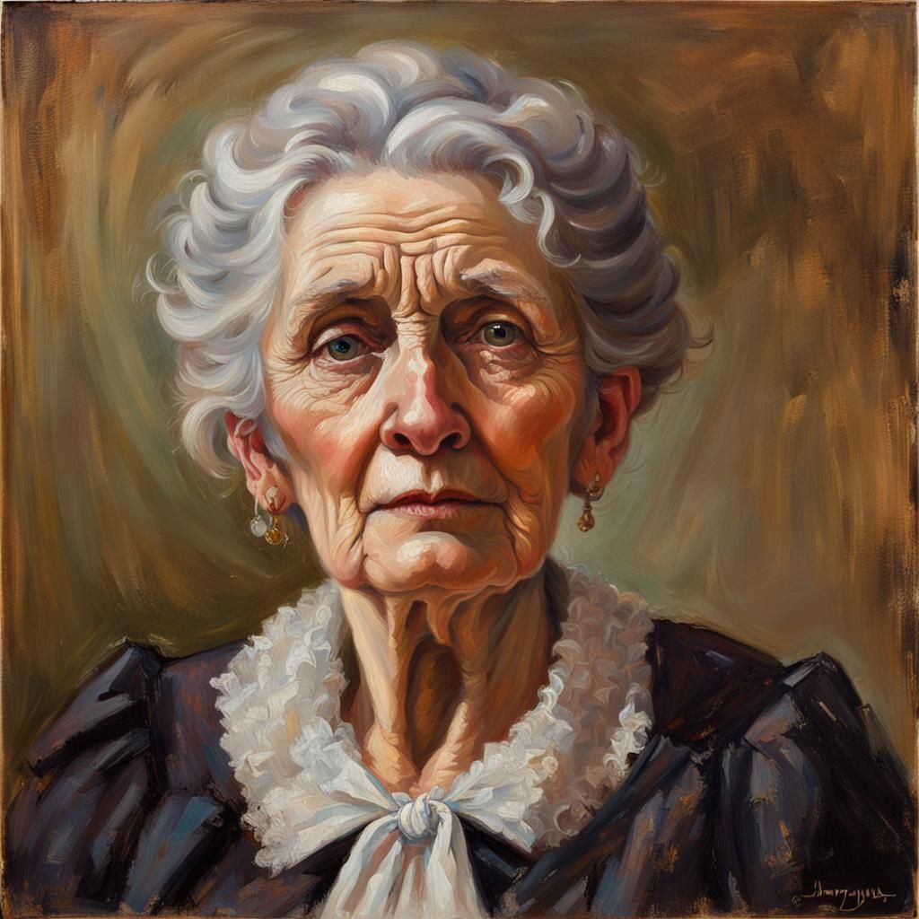 Victorian Woman Portrait in Oil Painting Style