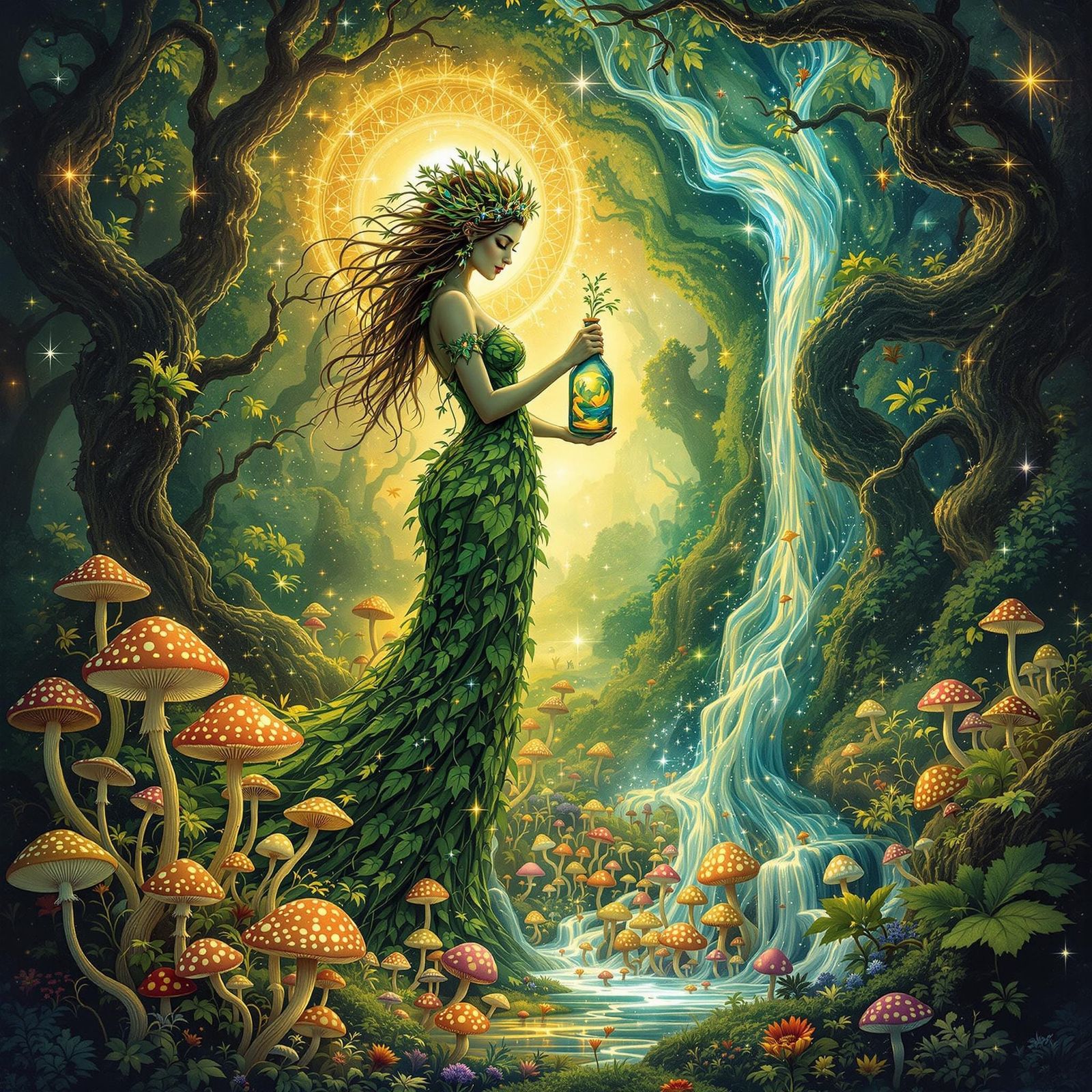 Celestial Goddess Nurtures Lush Garden of Enlightenment in W...