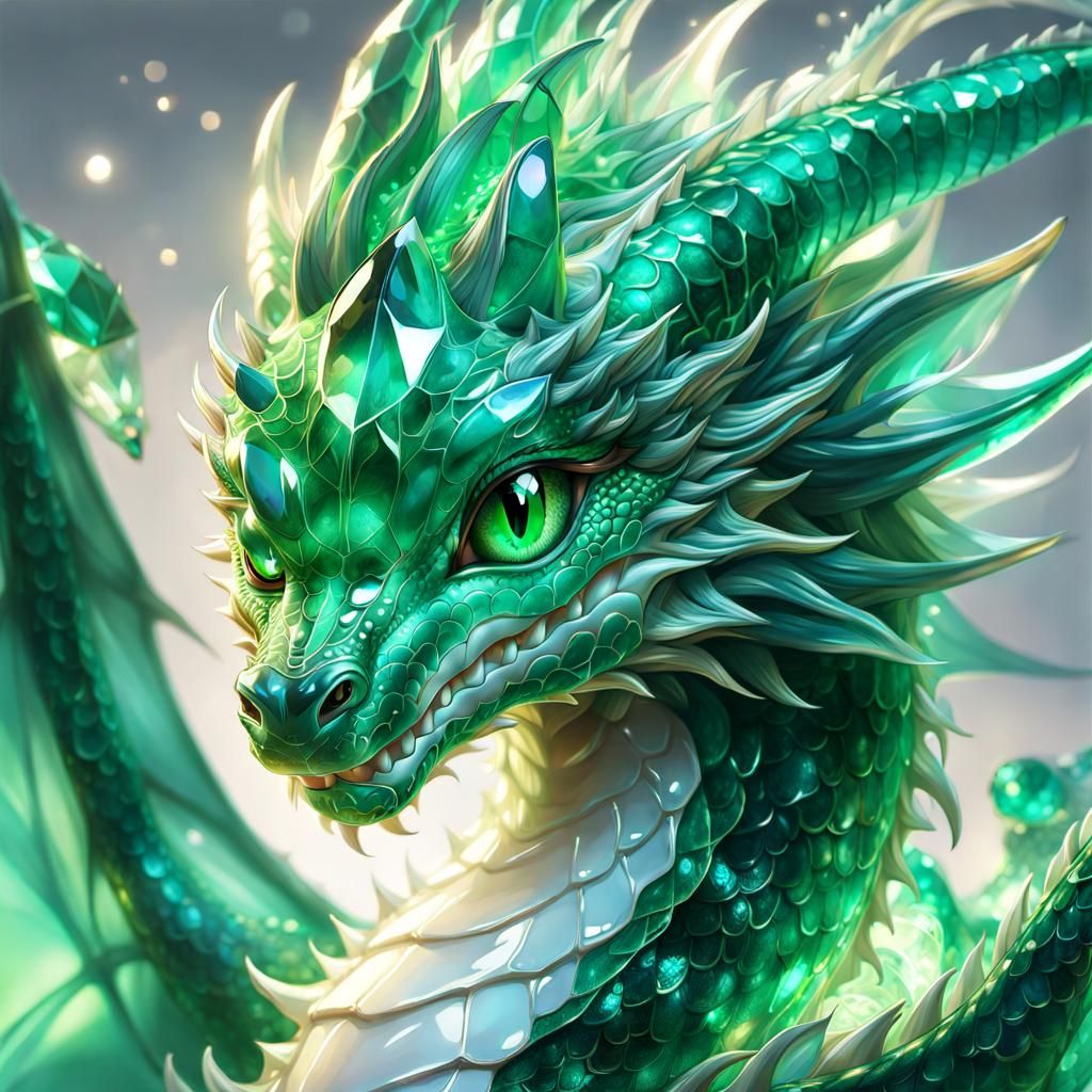 Emerald Dragon Portrait in Anime Style