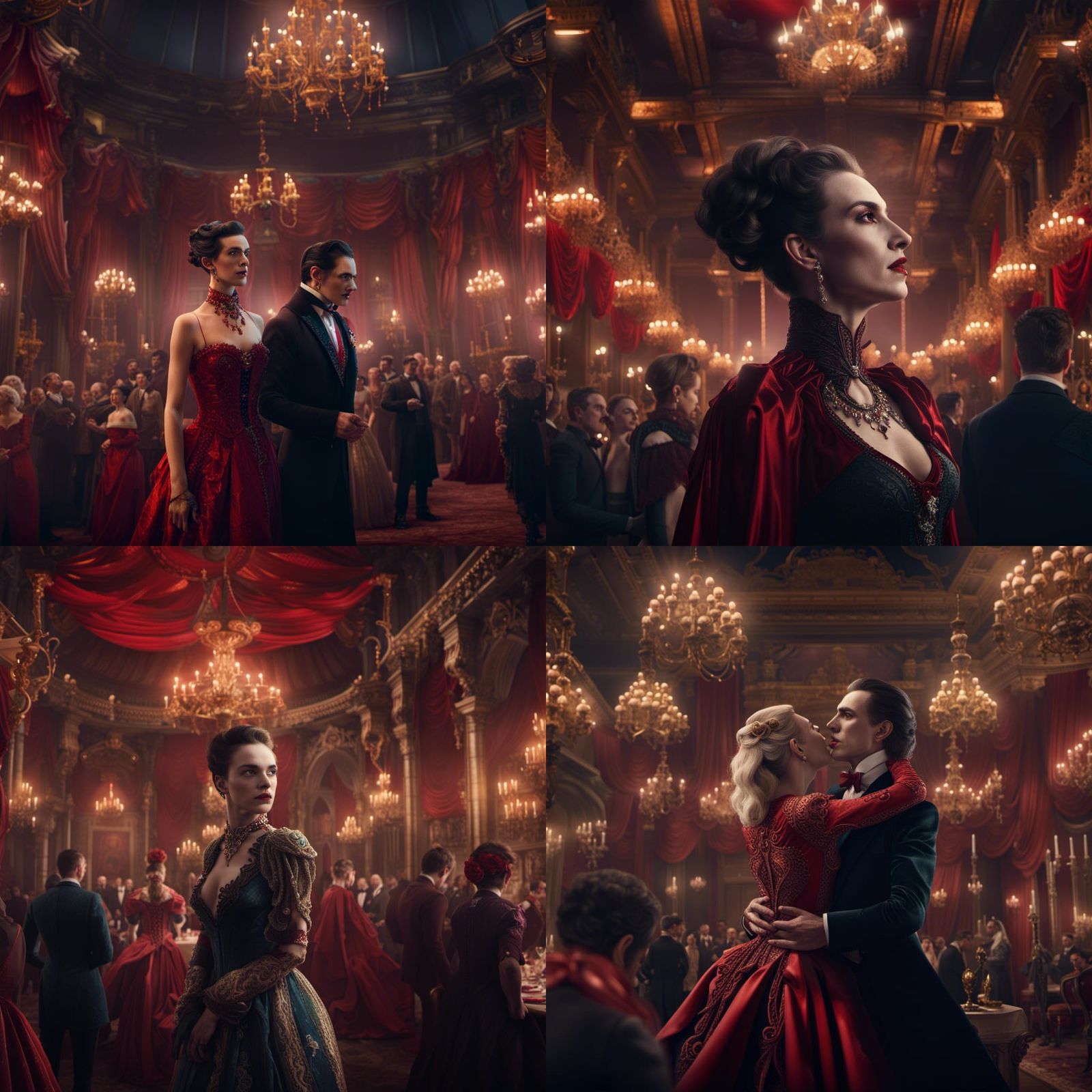 Dracula's Ballroom Attack: Detailed Fantasy Art