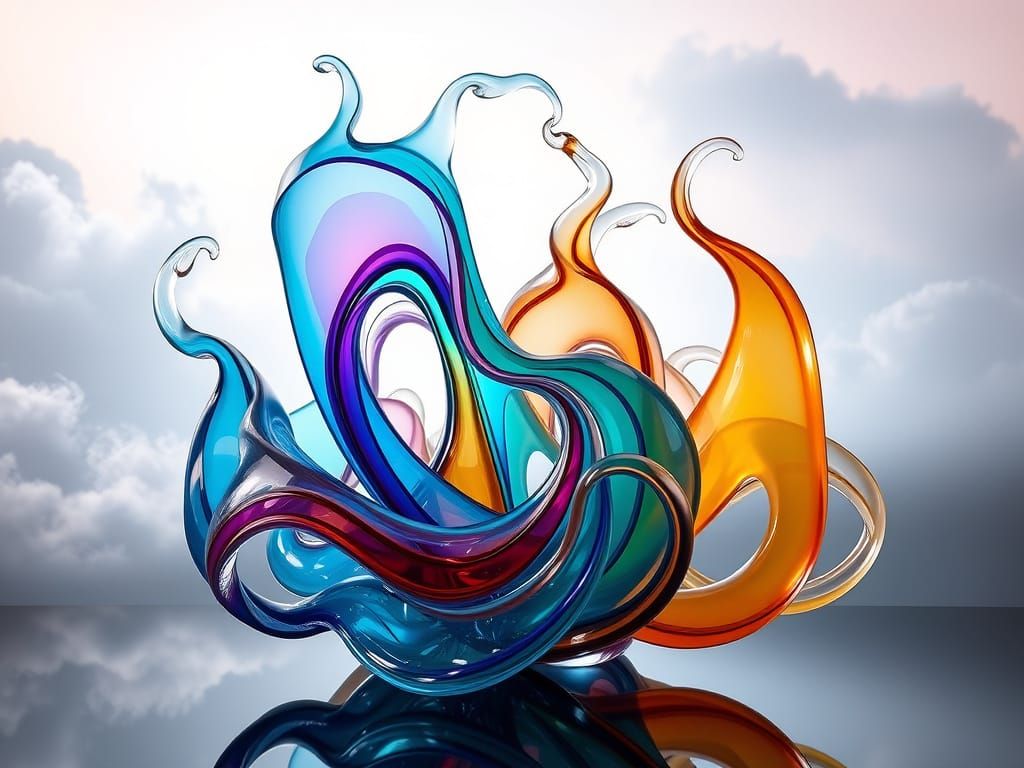 Surrealist Glass Sculpture in Ethereal Dreamscapes