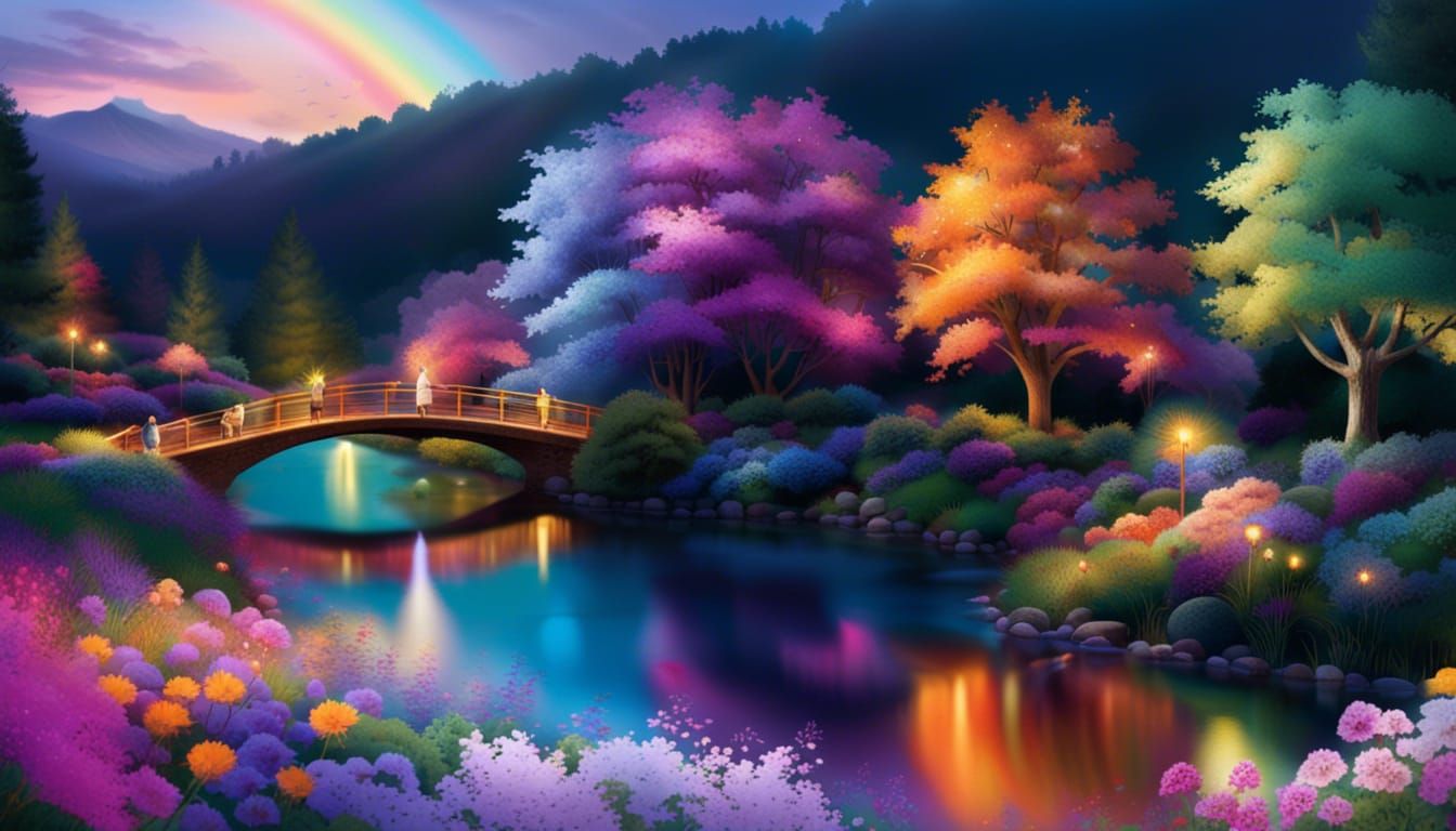 Radiant Garden Scene in Dreamy Style