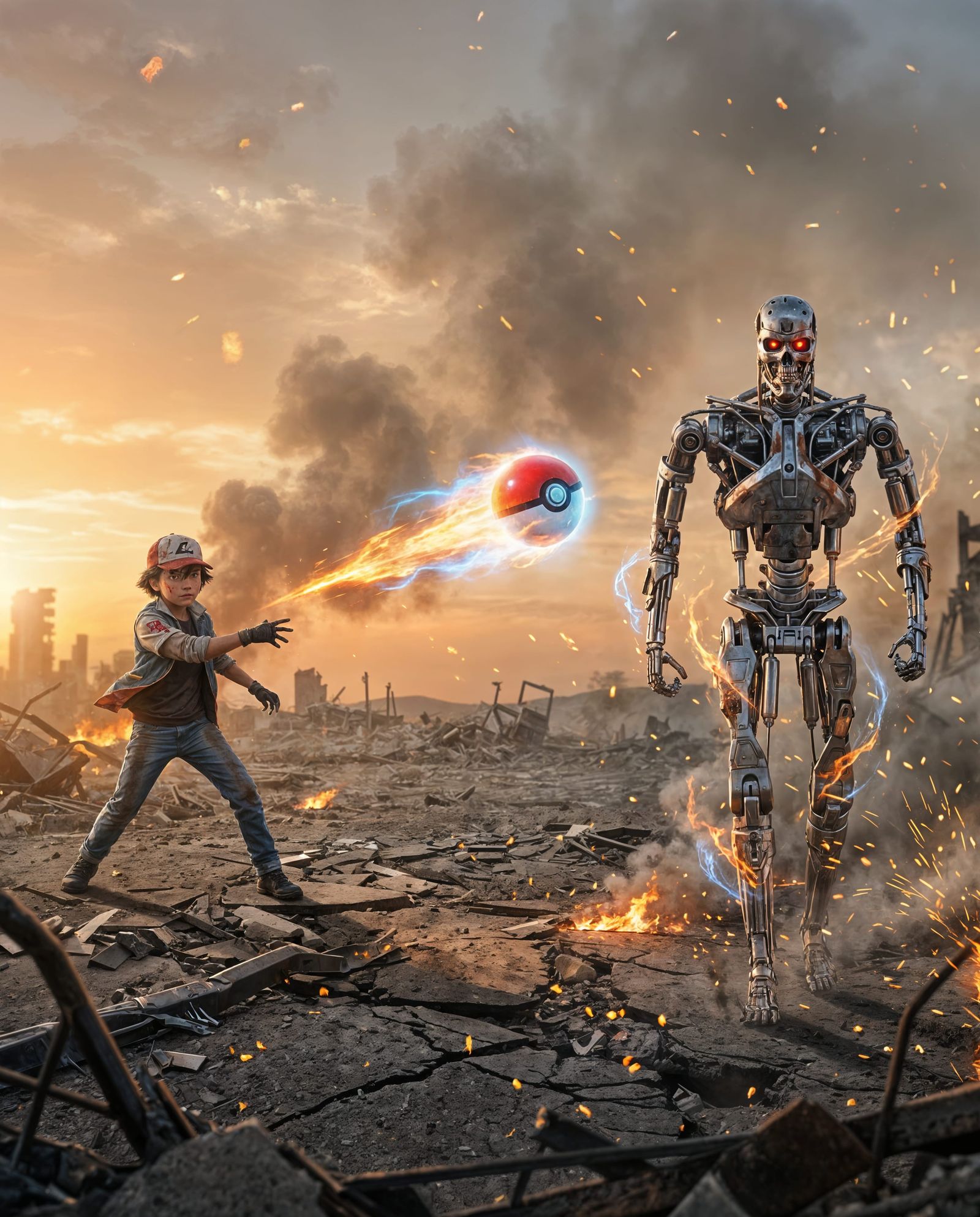 Ash Ketchum Battles Terminator Cyborg at Dawn