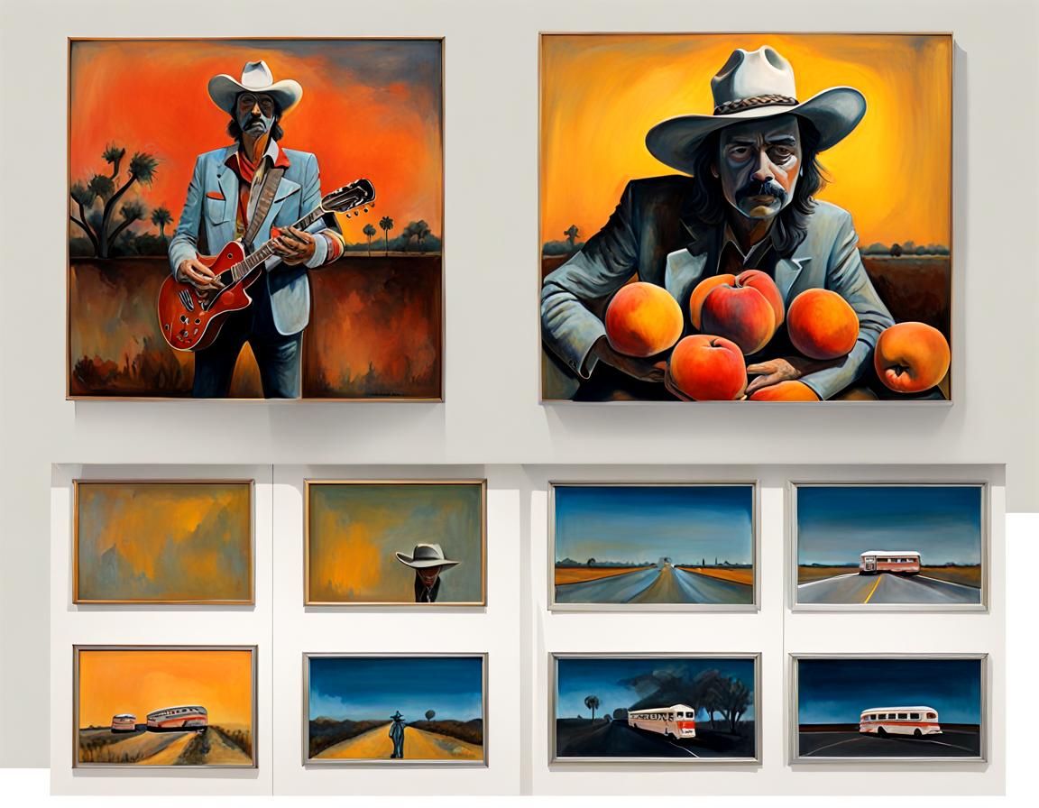 Angel Guitarist with Peaches: Impressionist Gouache Masterpi...