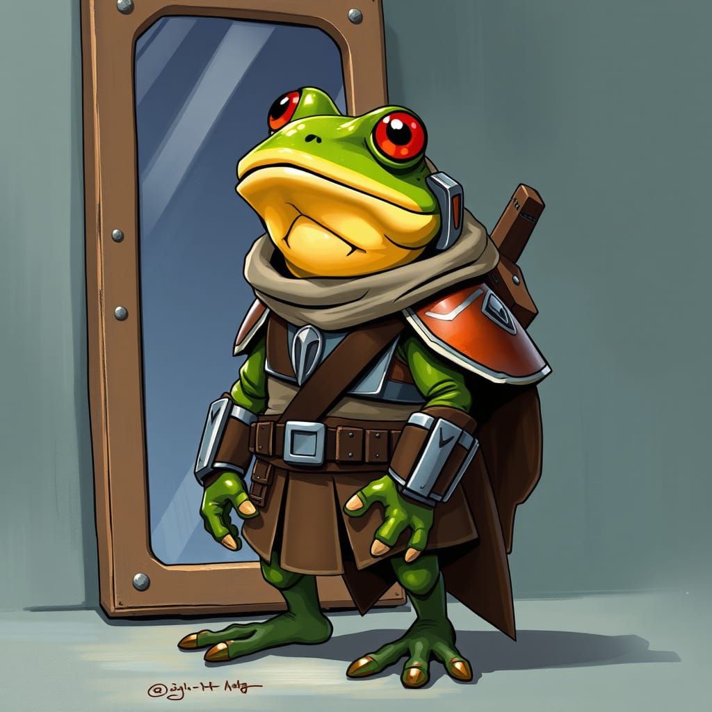 Frog in Mandalorian Armor: A Cartoon Cosplay