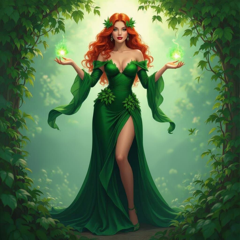 Poison Ivy's Enchanting Spell Amidst Lush Greenery