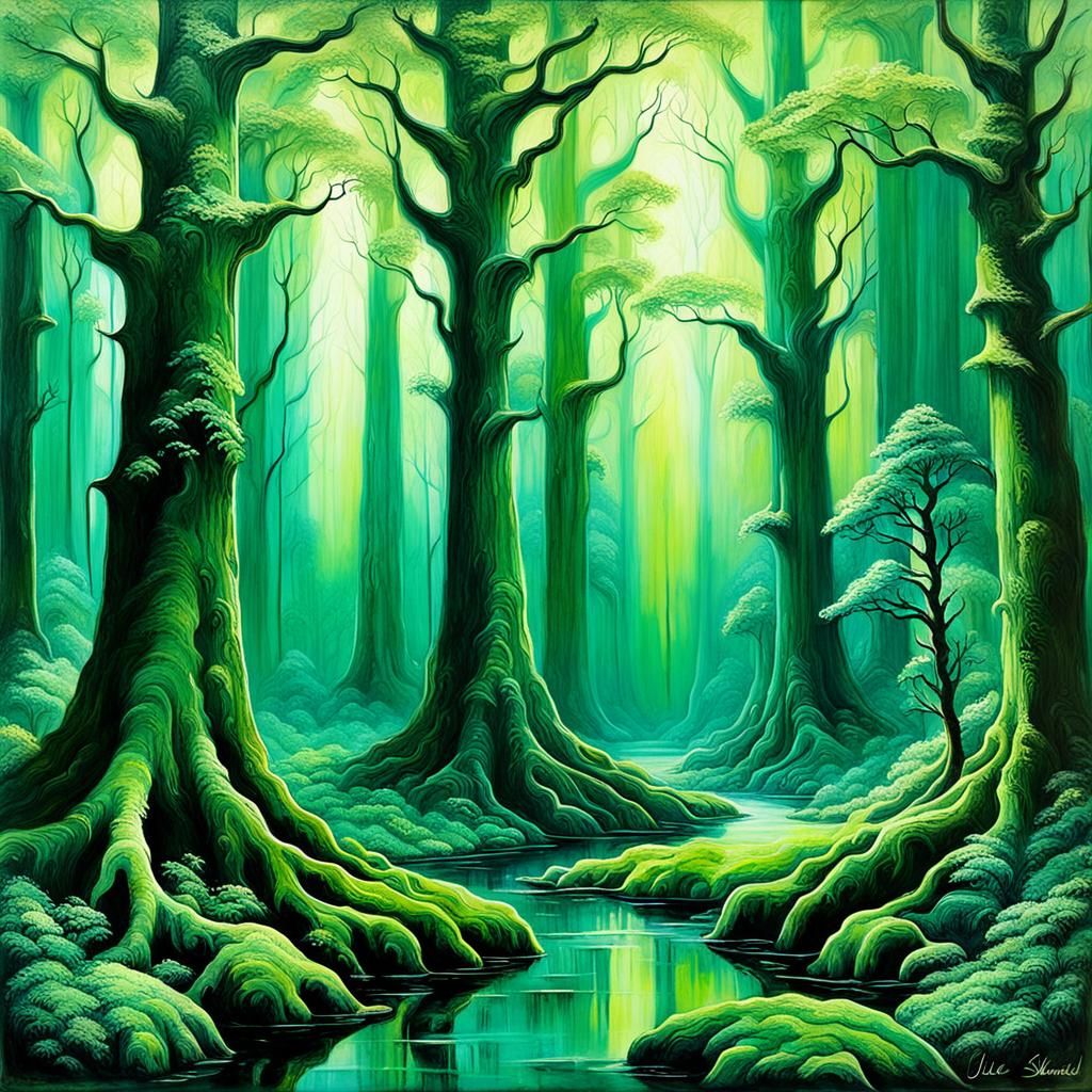 Enchanted Forest: Emerald Moss in Encaustic Painting