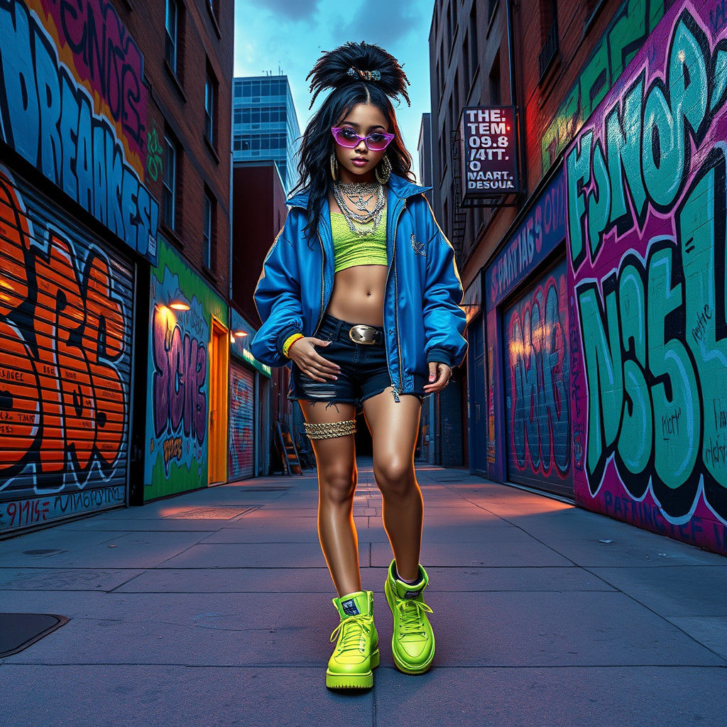 Vibrant Hip Hop Girl in Dynamic Street Art Scene
