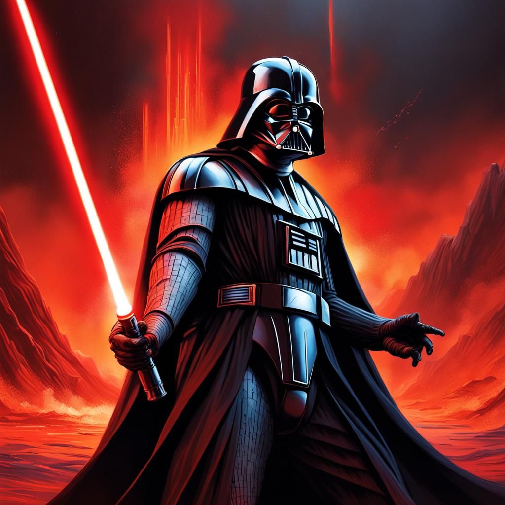 Darth Vader on Mustafar with Lightsaber