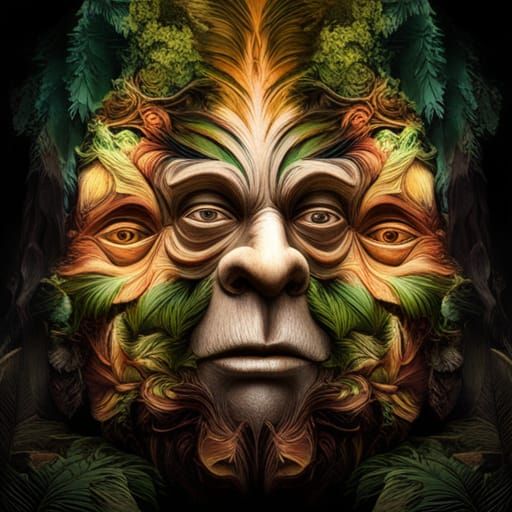 Haunted Jungle Trees in a Surreal Portrait Style