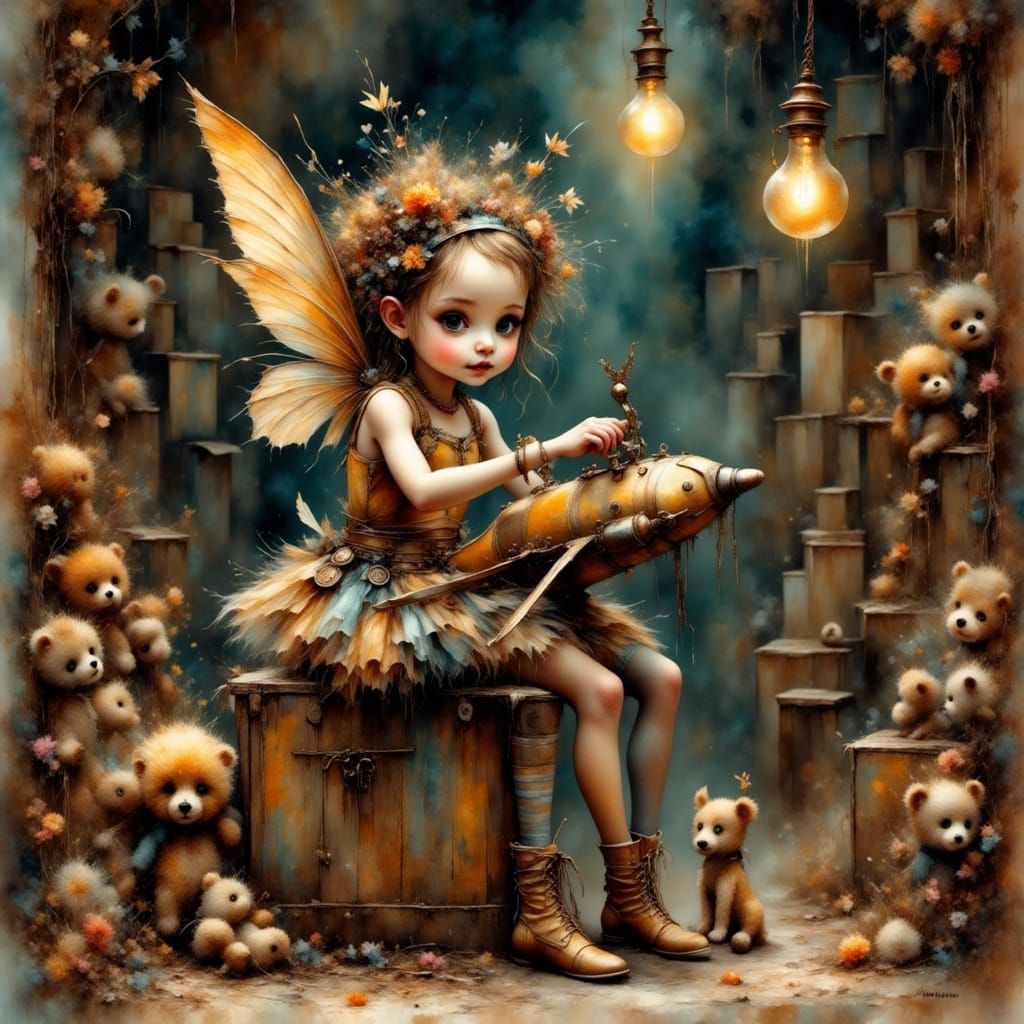 Eerie Fairy in Warehouse, Tim Burton Style