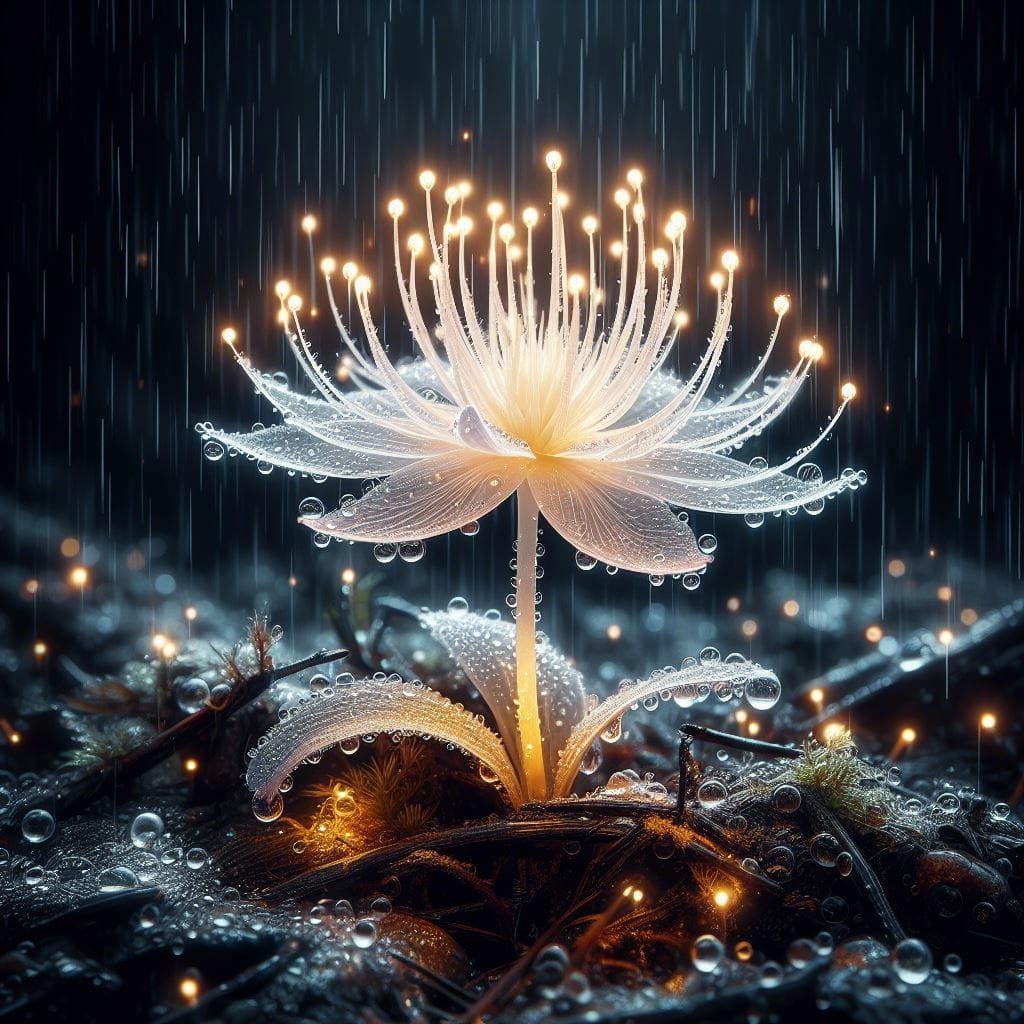 Magical Flower in the Rain