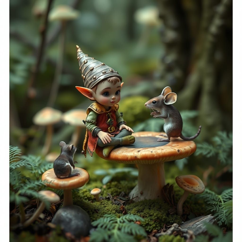 Whimsical Elf in Enchanted Forest