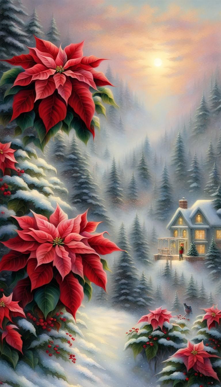 Ethereal Poinsettia Bouquet in Fantasy Style