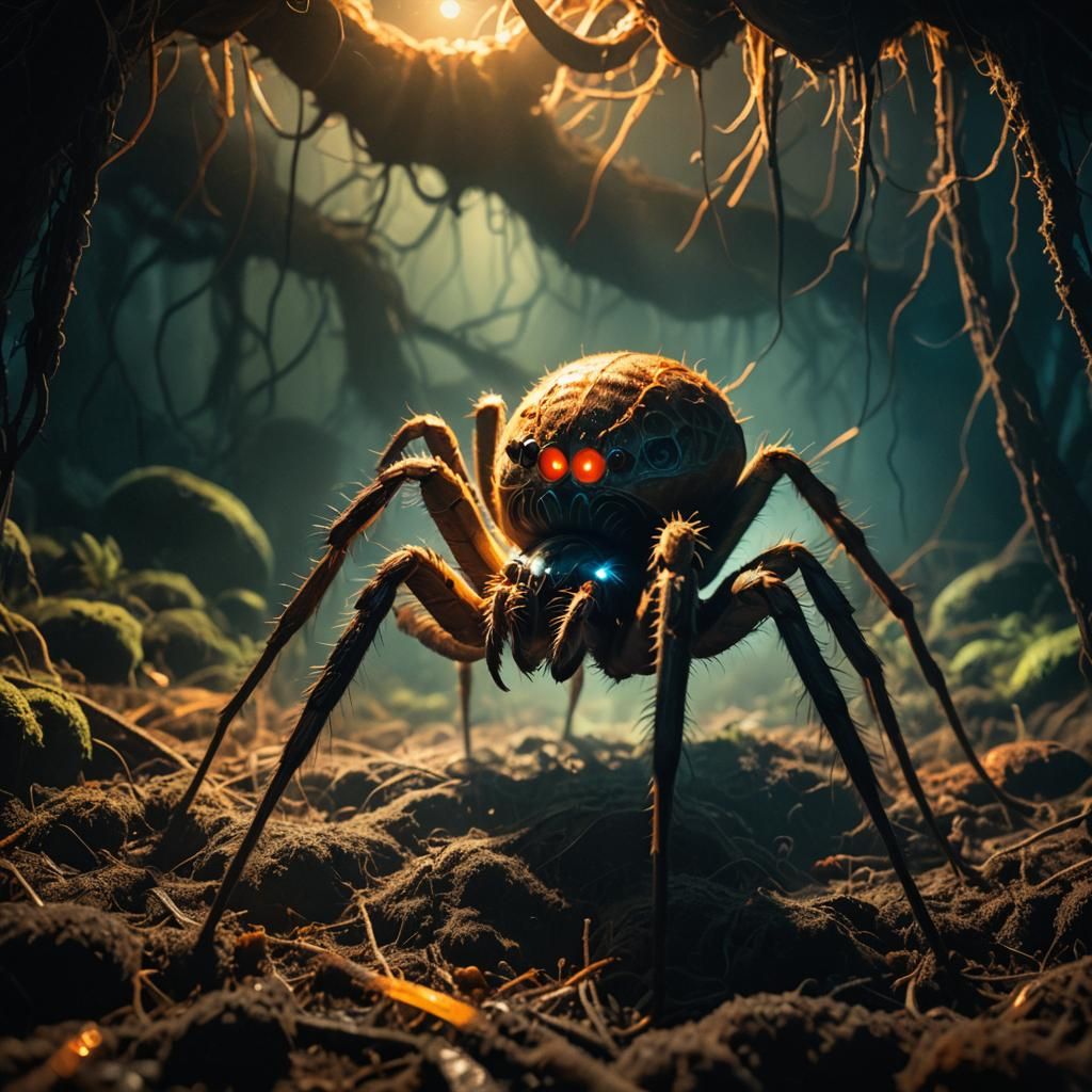 Giant Spider in Underground Lair, Cinematic Still