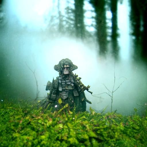 Soldier in Foggy Forest