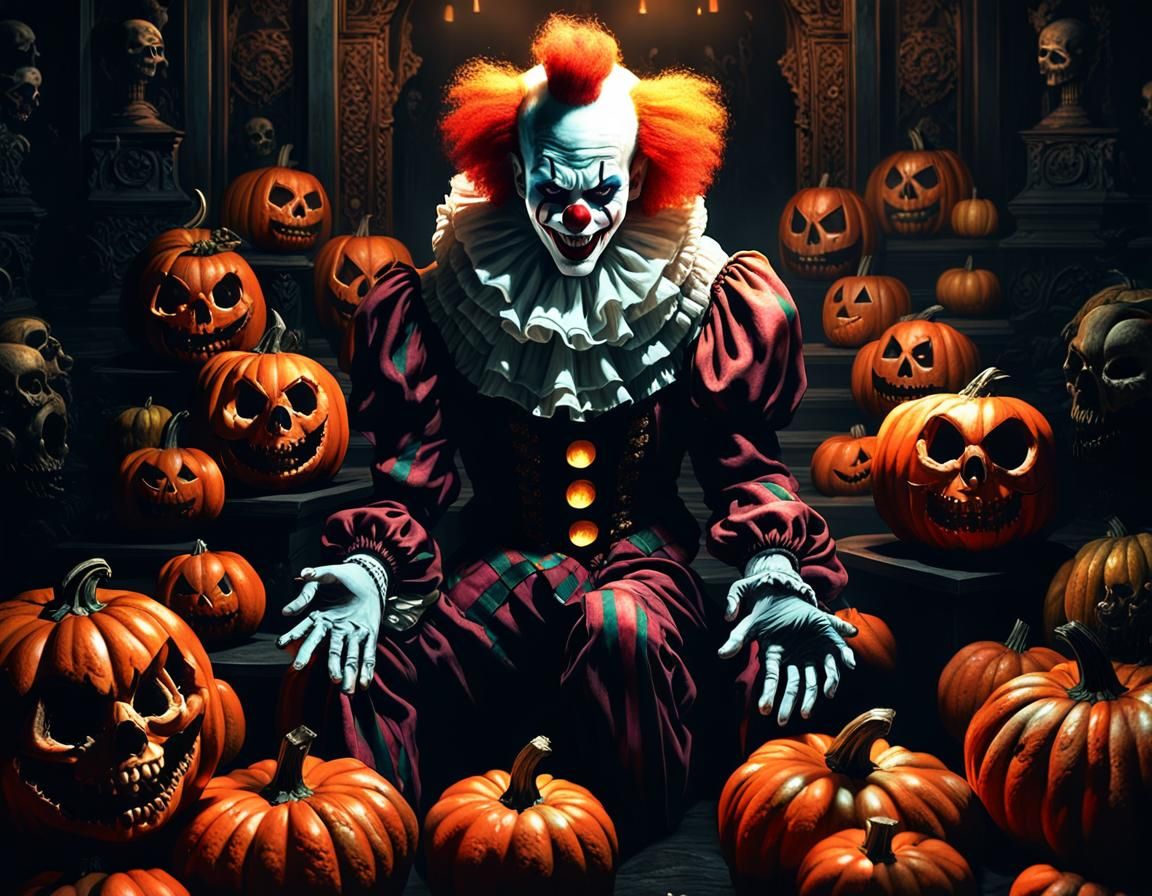 Hyper-Realistic Horror Clown in Dark Fantasy Art