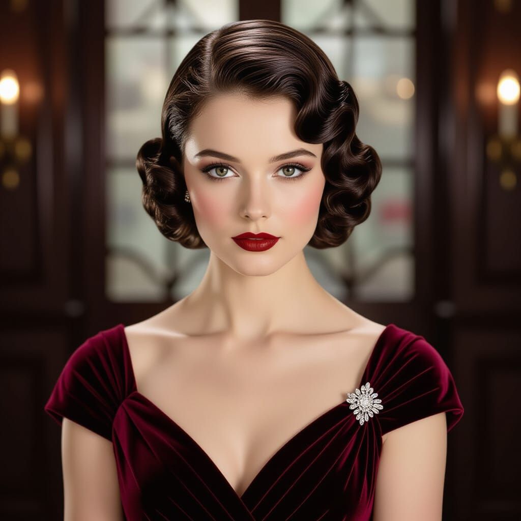 A striking black and white portrait photograph of a young wo...