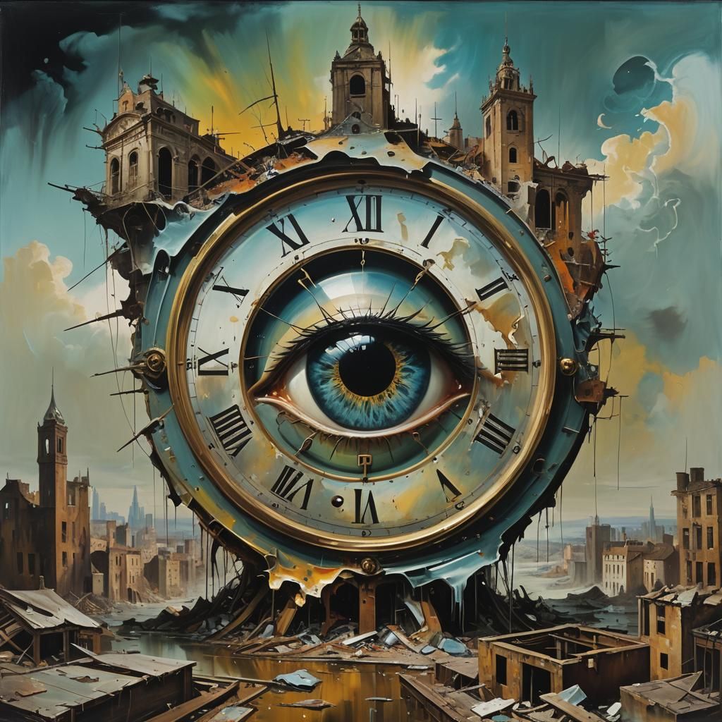 Surreal Eye Reveals Apocalyptic City as Oil Painting