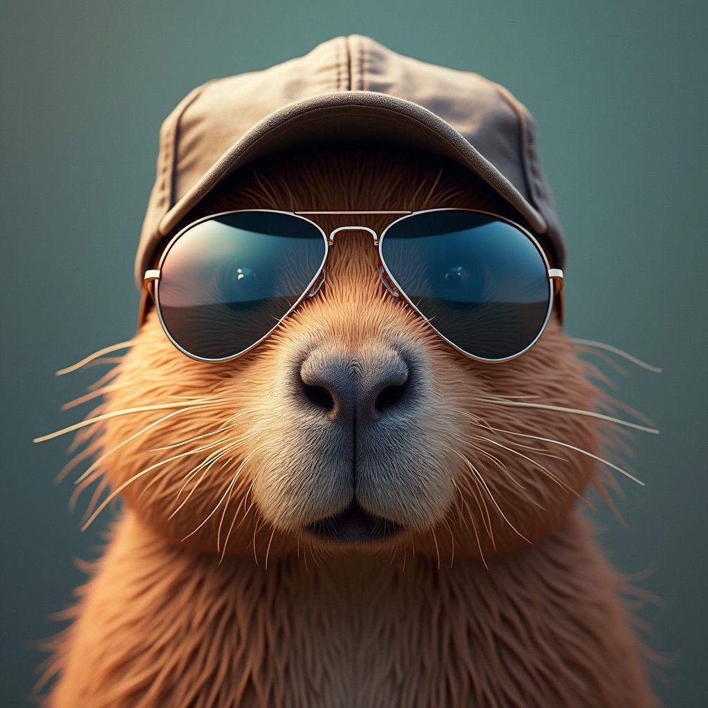 Capybara in Aviator Glasses: Fantasy Concept Art
