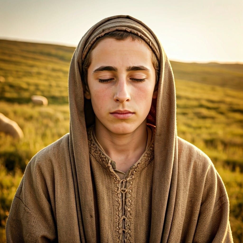Mystical Portrait of a Young Hasidic Boy in Golden Hour