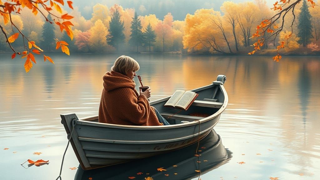 Autumn Serenity on a Wooden Boat
