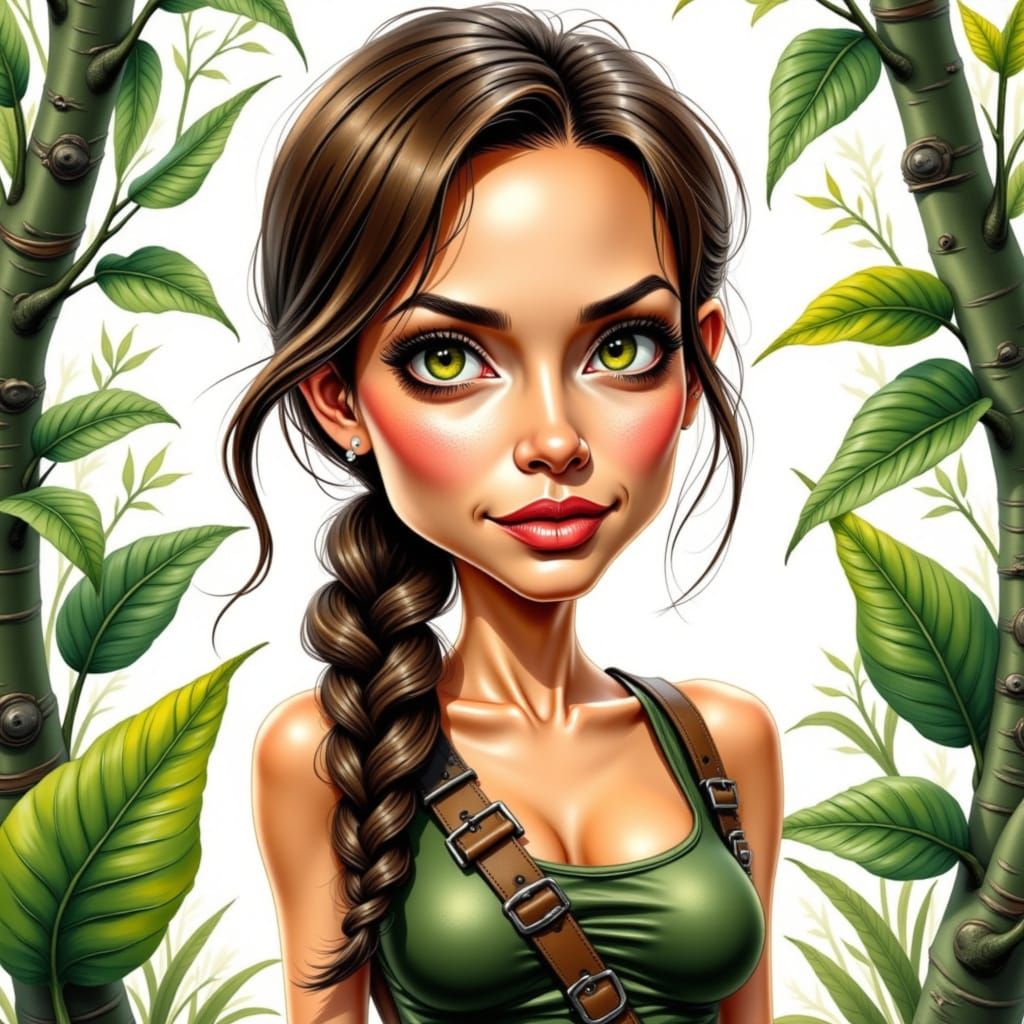 Lara Croft Caricature in Comic Book Style