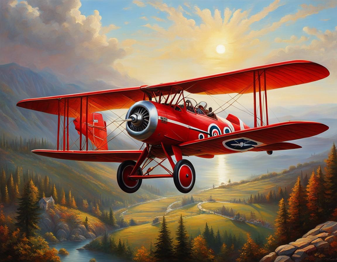 The Red Baron in Flight, Kinkade Style