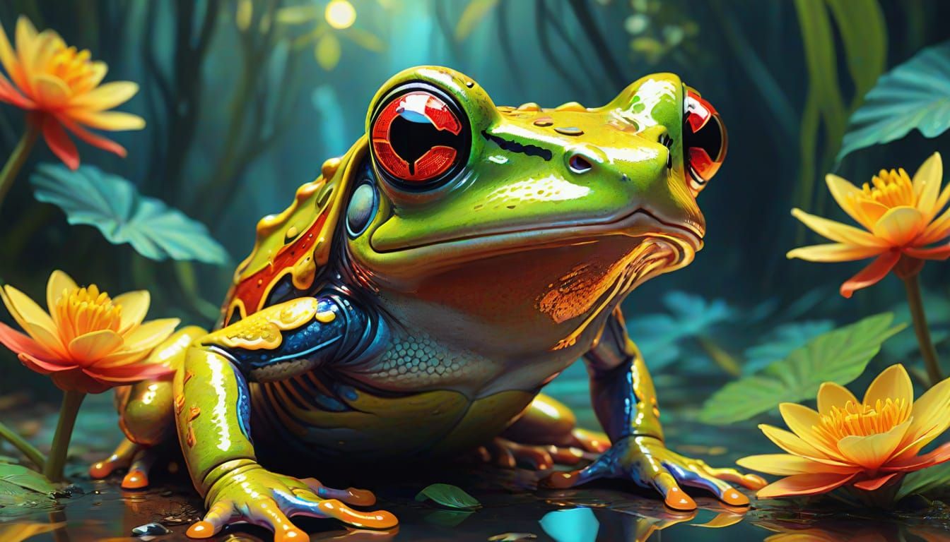 Surreal Exotic Frog in Ethereal Jungle