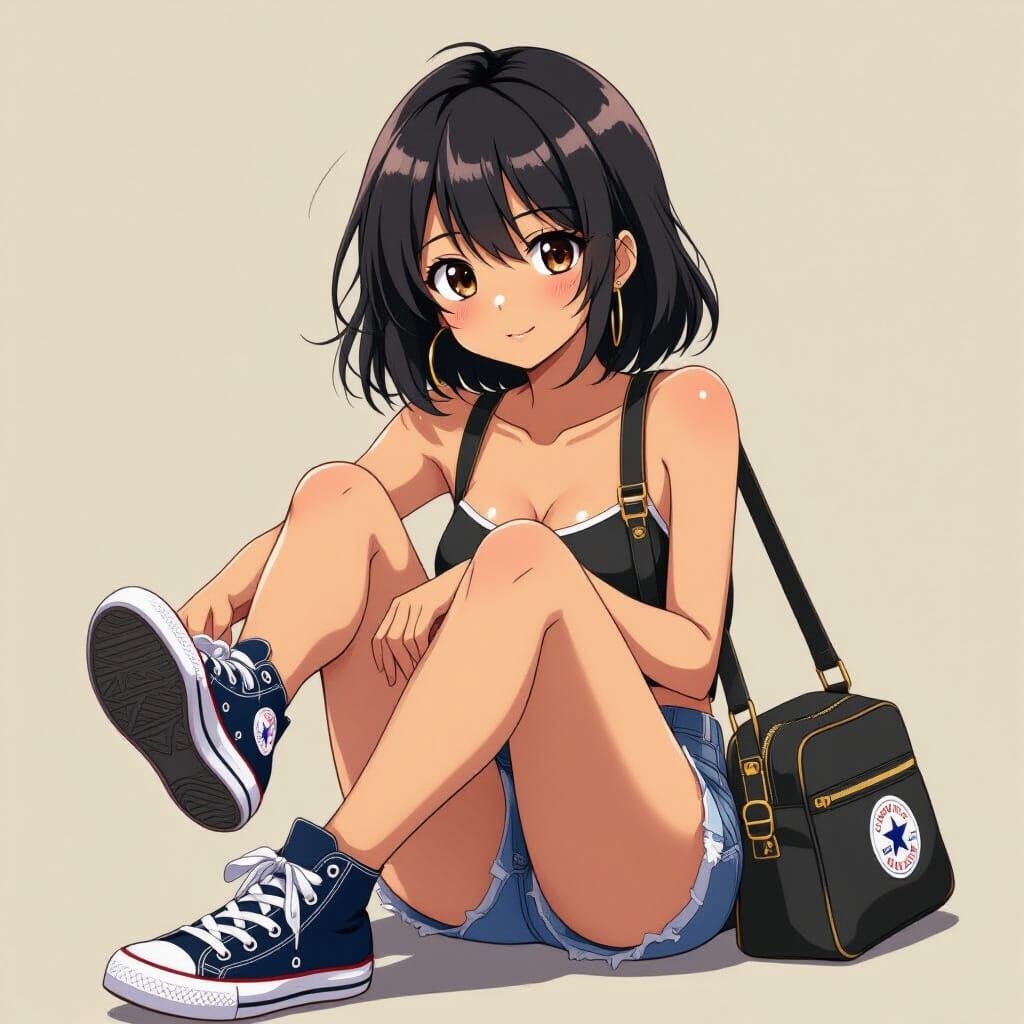Anime Woman in Converse Outfit
