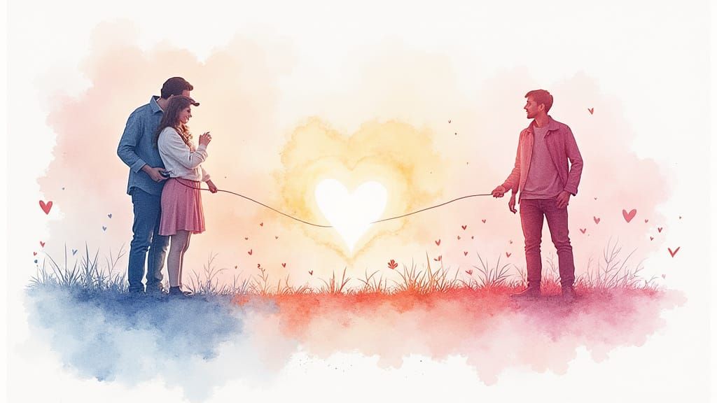 Watercolor and Pencil Art: Love Transcends Distance
