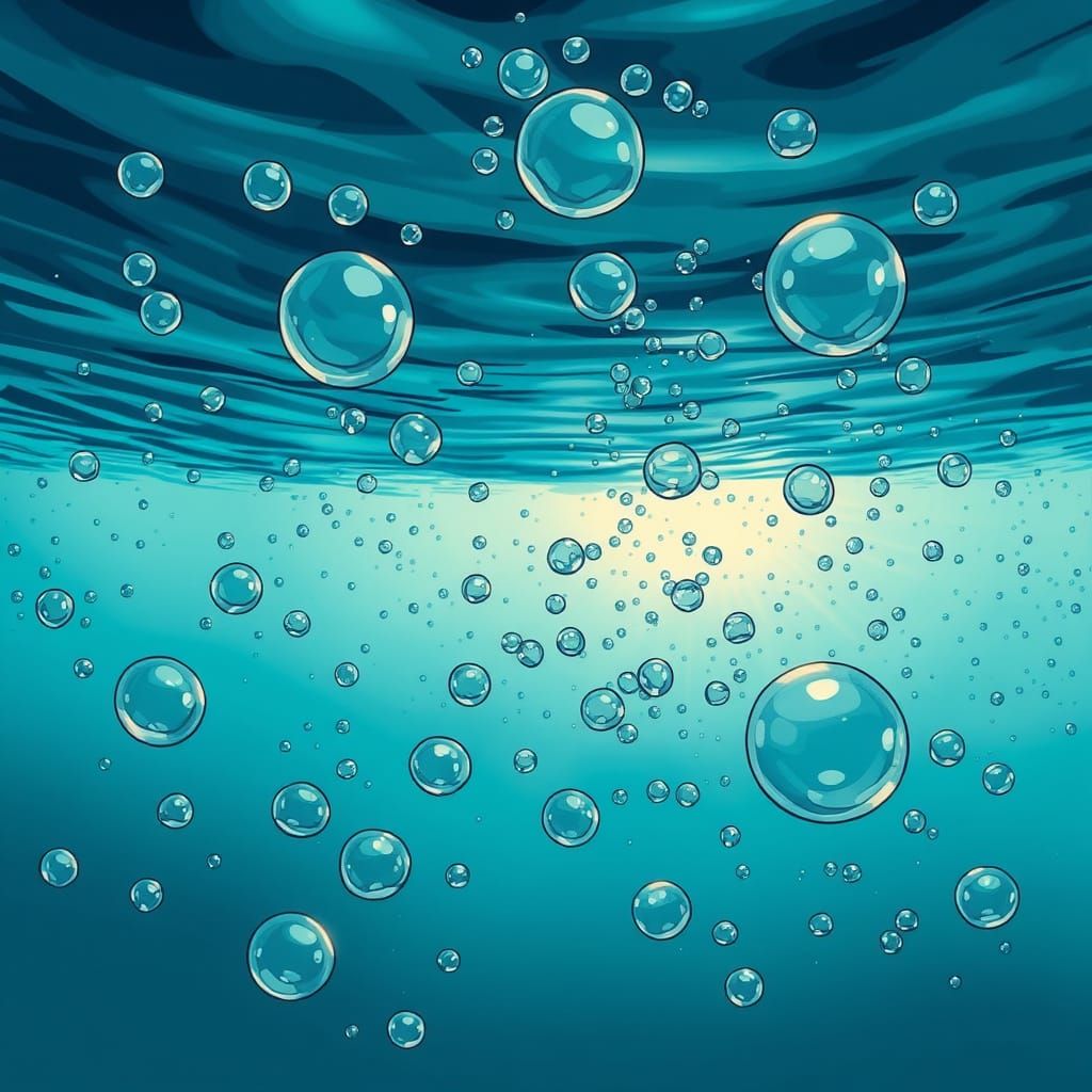 Underwater Air Bubbles in Comic Book Style
