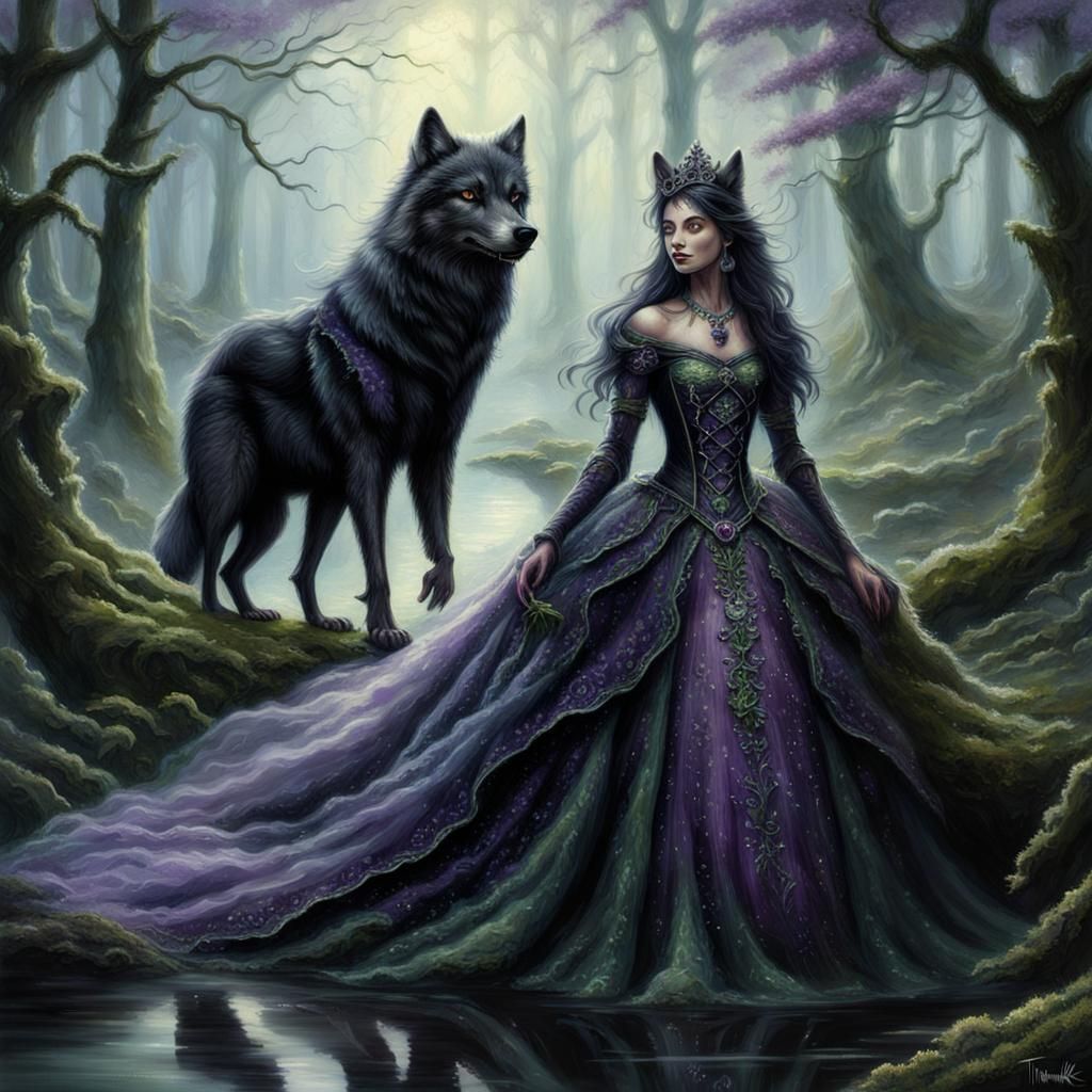 Regal Swamp Princess as Wolf Humanoid