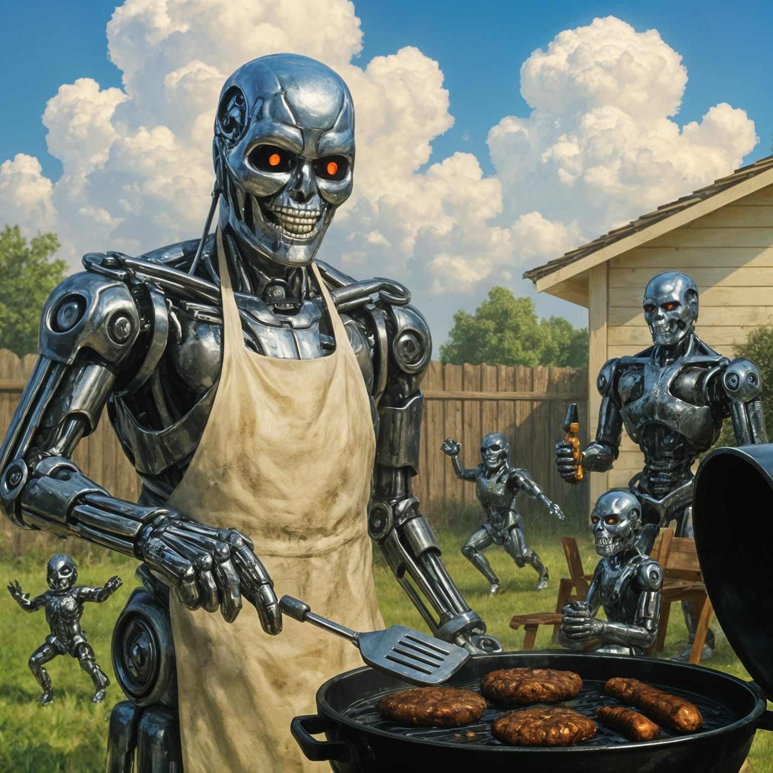 Terminator Family Barbecue on a Sunny Day