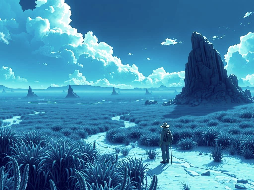 Monochromatic Blue Beach Prairie Digital Art