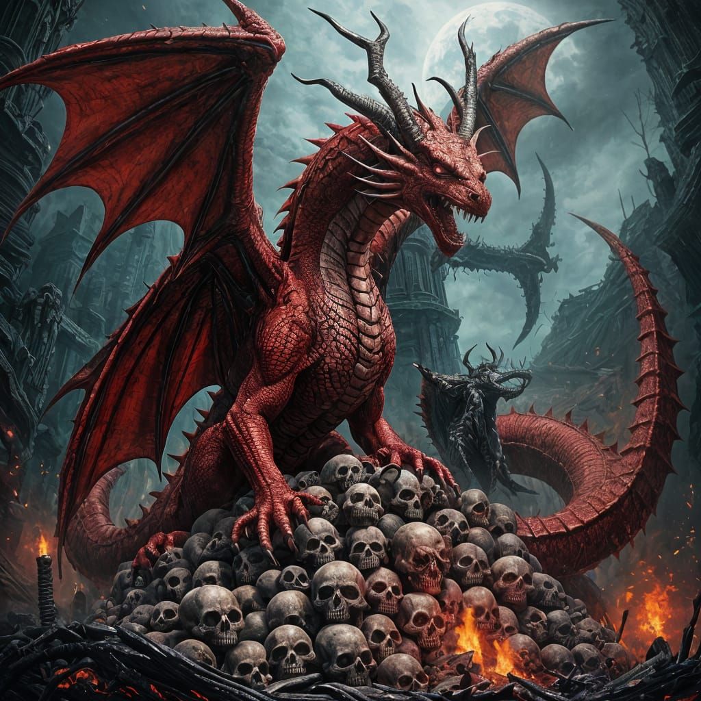 Terrifying Red Dragon and Hades in the Underworld