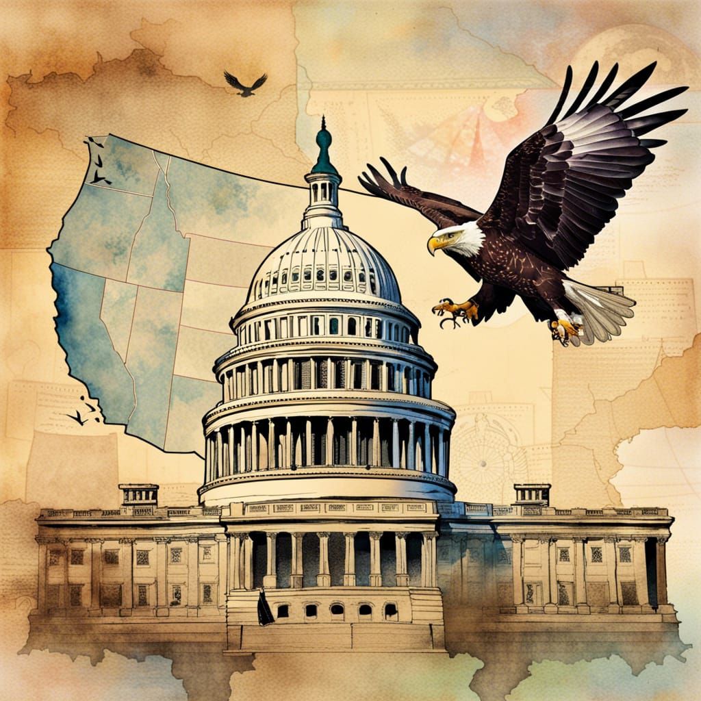 Collage Map Art: America in Watercolor and Ink