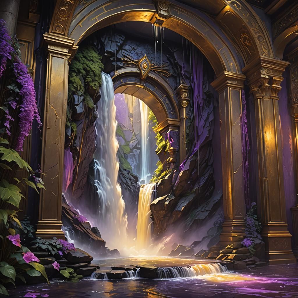Waterfall Falls into a Dark Fantasy Bedroom in Eerie Detail
