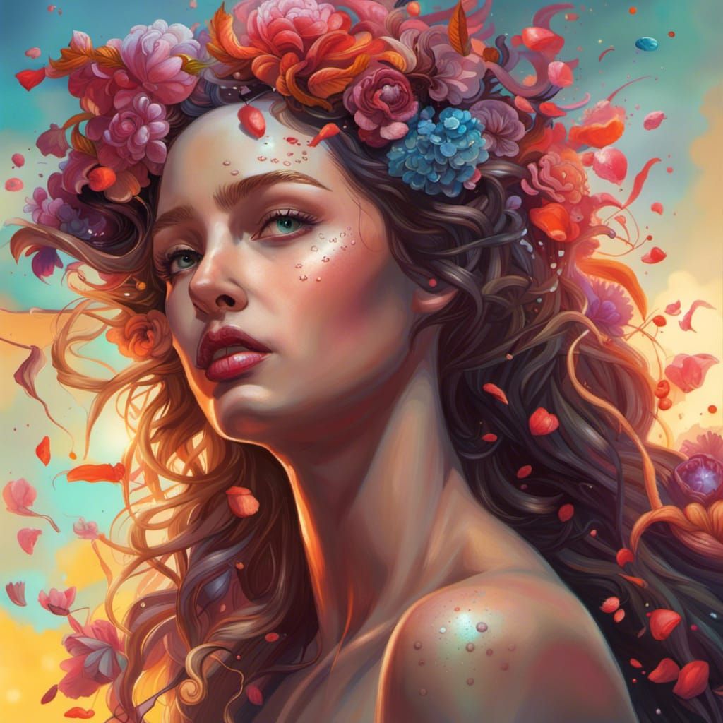 Detailed Persephone Portrait in Splash Art Style