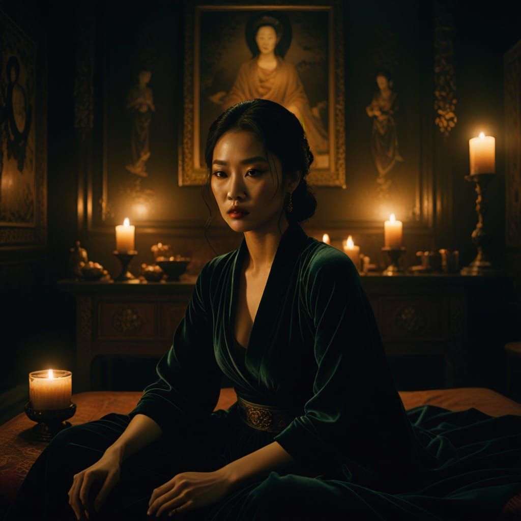 Sultry Femme Fatale in Velvet Night