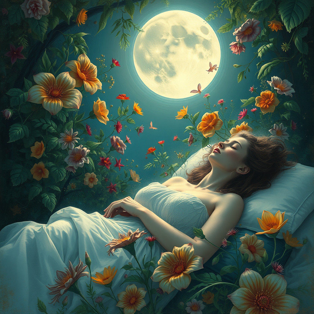 Dreamlike Bedroom Scene with Ethereal Surrealism