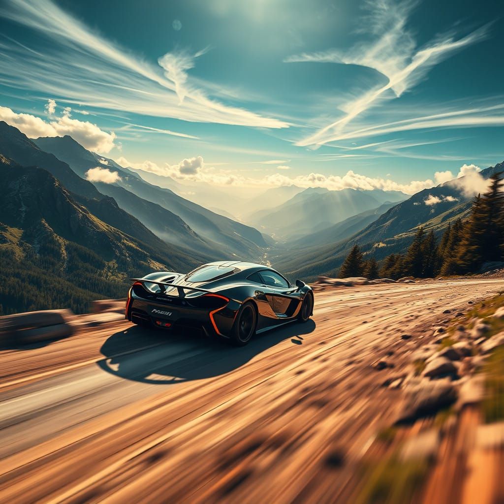Cyberpunk McLaren P1 Speeds Down Futuristic Mountain Track