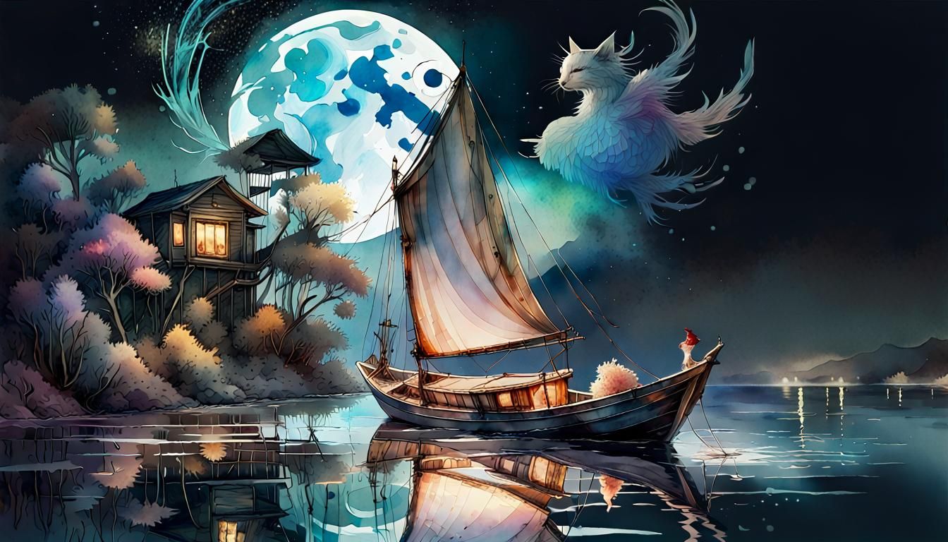 Cats Fighting in Glass Chicken, Glitchcore Watercolor