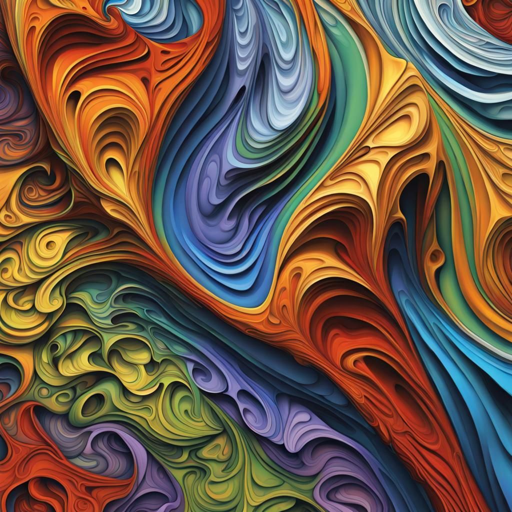 Maximalist Impasto Fractal with Dynamic Lighting